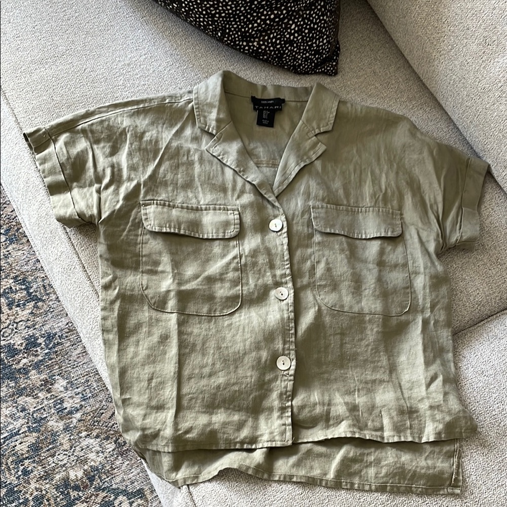 Tahari Linen Button Down Shirt